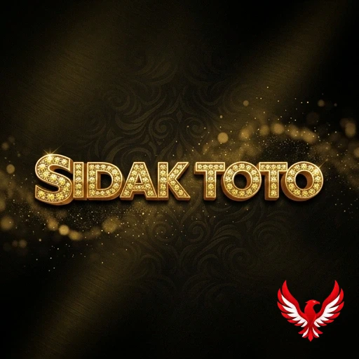 Logo sidaktoto teks emas 3D di latar gelap dengan ornamen emas, untuk panduan login aman